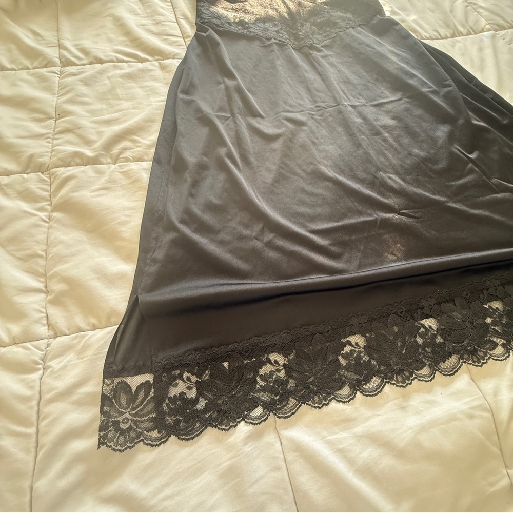 Vintage Dolores for Poirettes Black Lace Slip Dress Size 38 - 60s to 70s - Picture 8 of 13